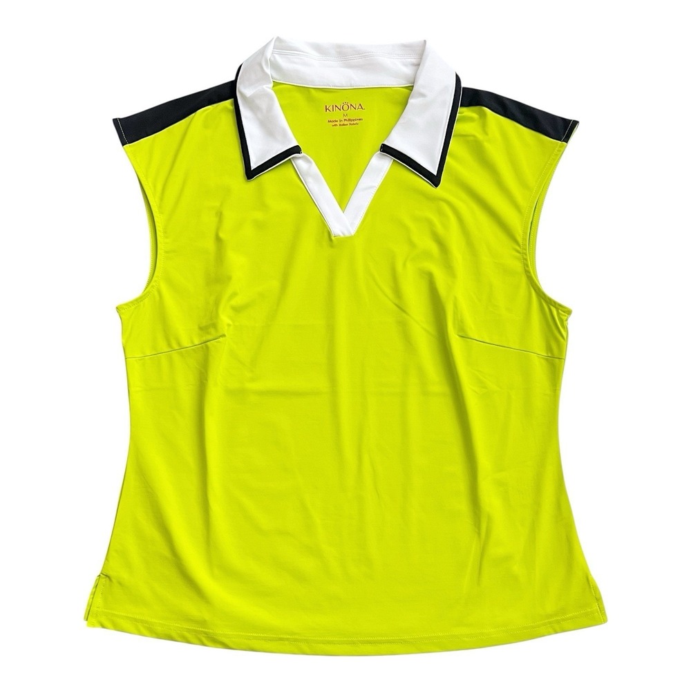 KINONA Janey Golf‎ Polo Chartreuse Top Cap Sleeve Pullover Medium